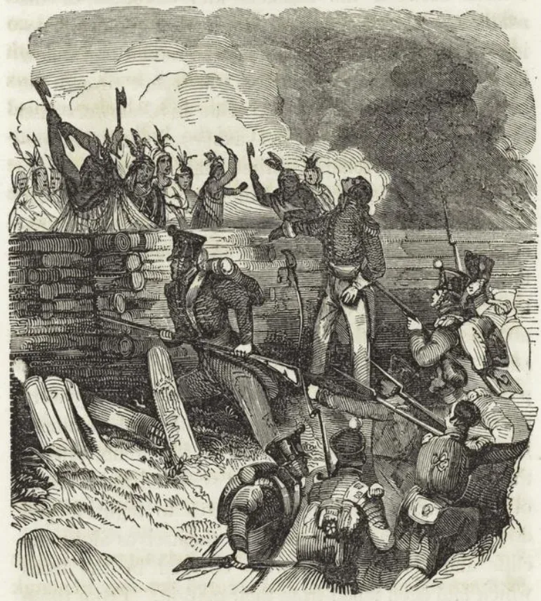 Battle of Horseshoe Bend (Tohopeka), 1814, depicting armed conflict during the Creek War in present-day southern Alabama
