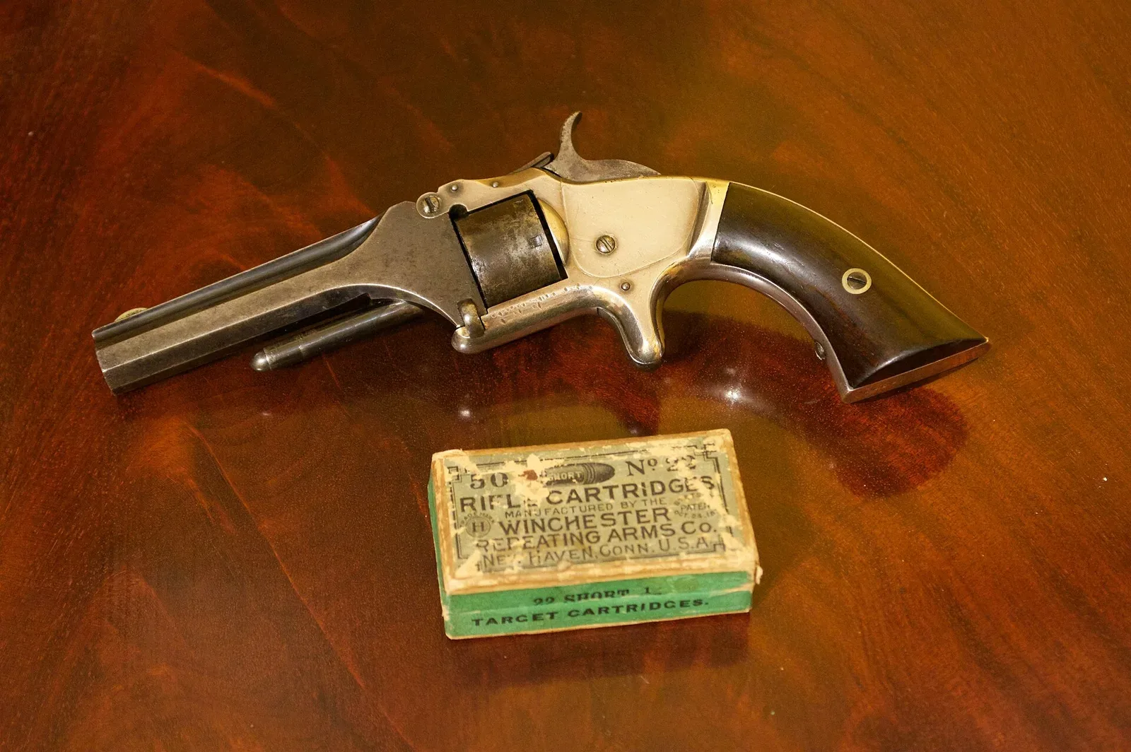 Smith & Wesson Model 1, 2nd Issue revolver, a two patent date variety shown in full profile view