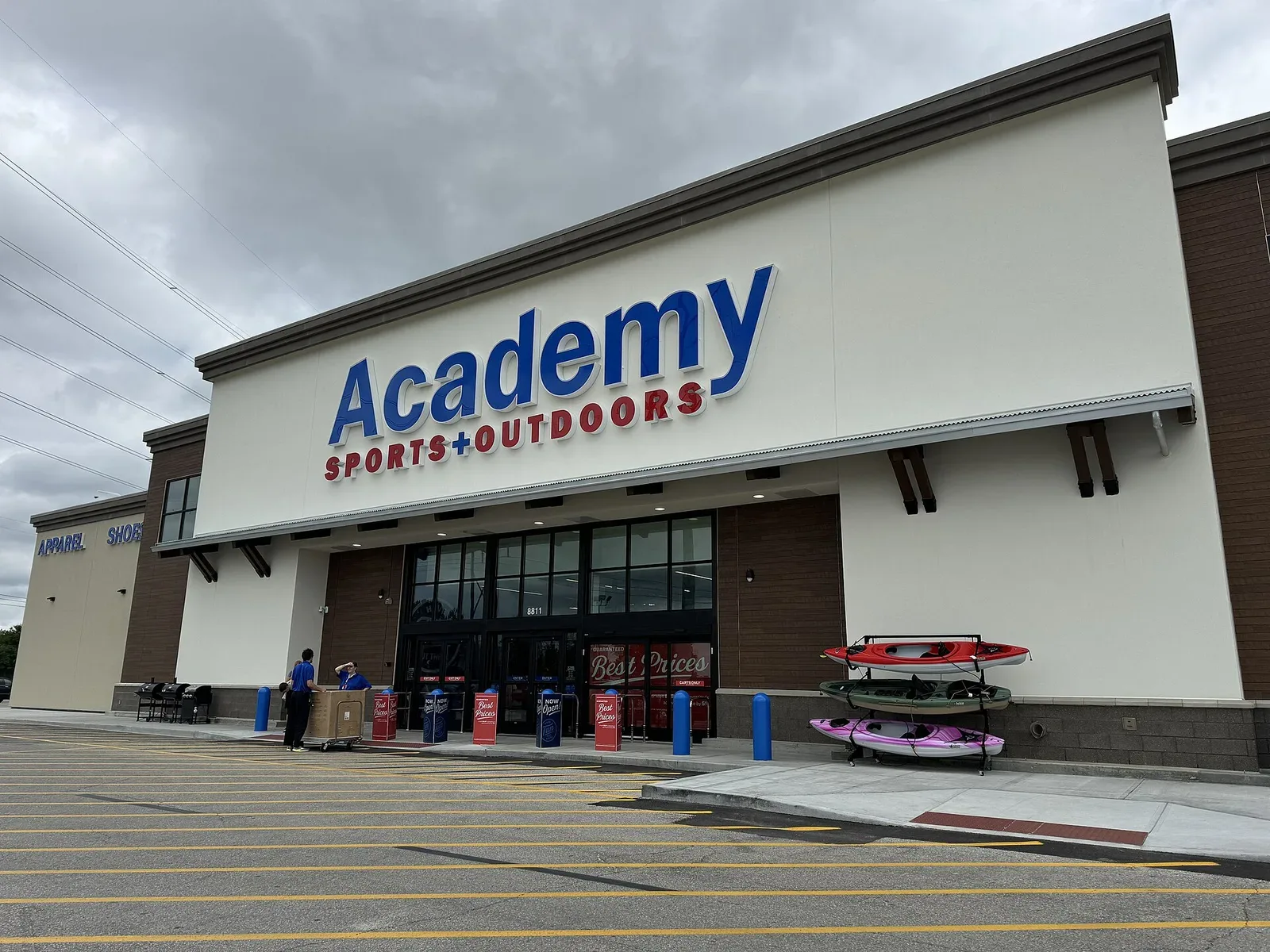 Interior view of an Academy Sports + Outdoors store location in Indianapolis, Indiana, showing merchandise displays and store layout