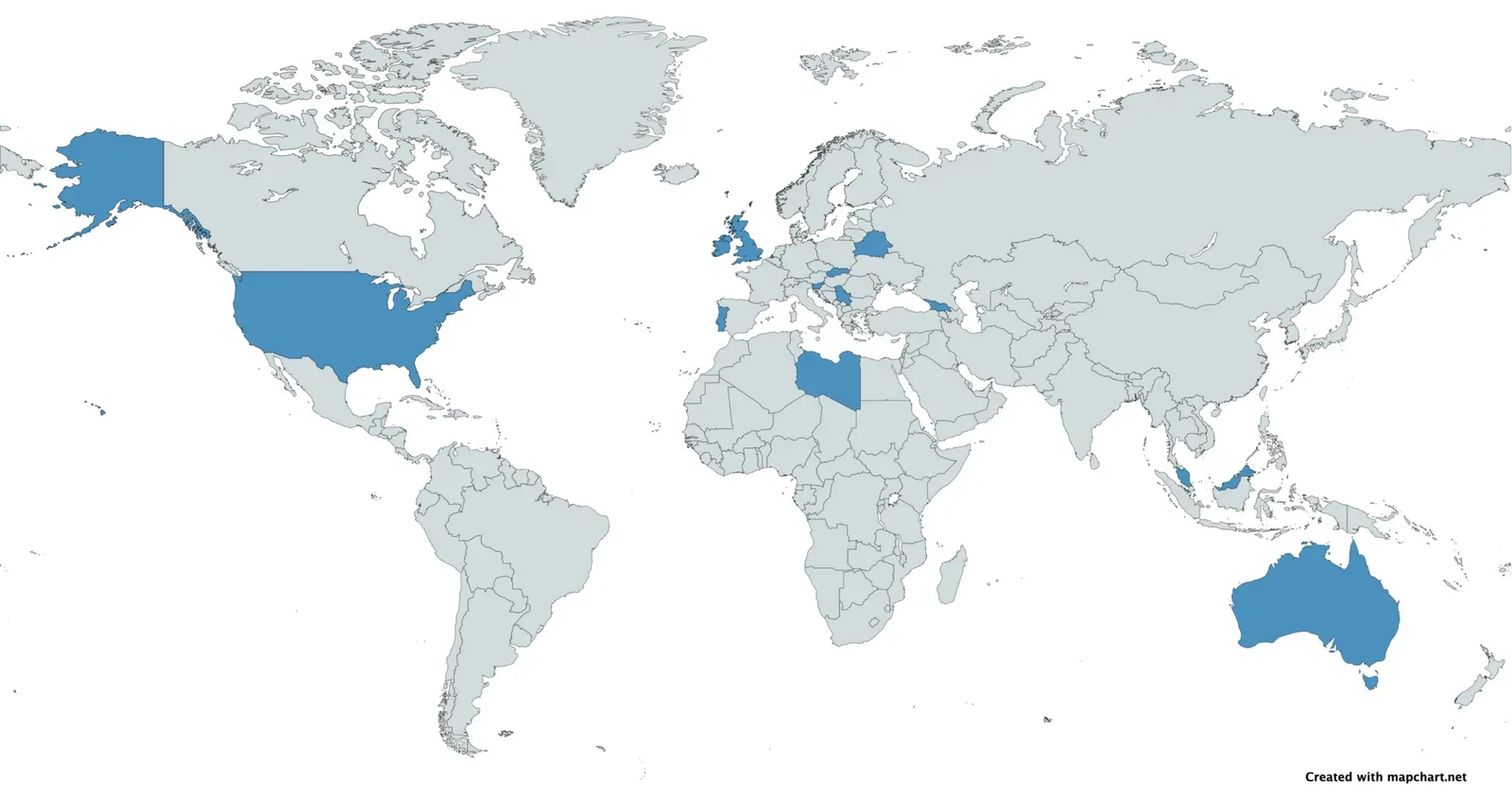 World map showing countries and military/law enforcement organizations that operate the Benelli M4 shotgun, with nations highlighted to indicate adoption