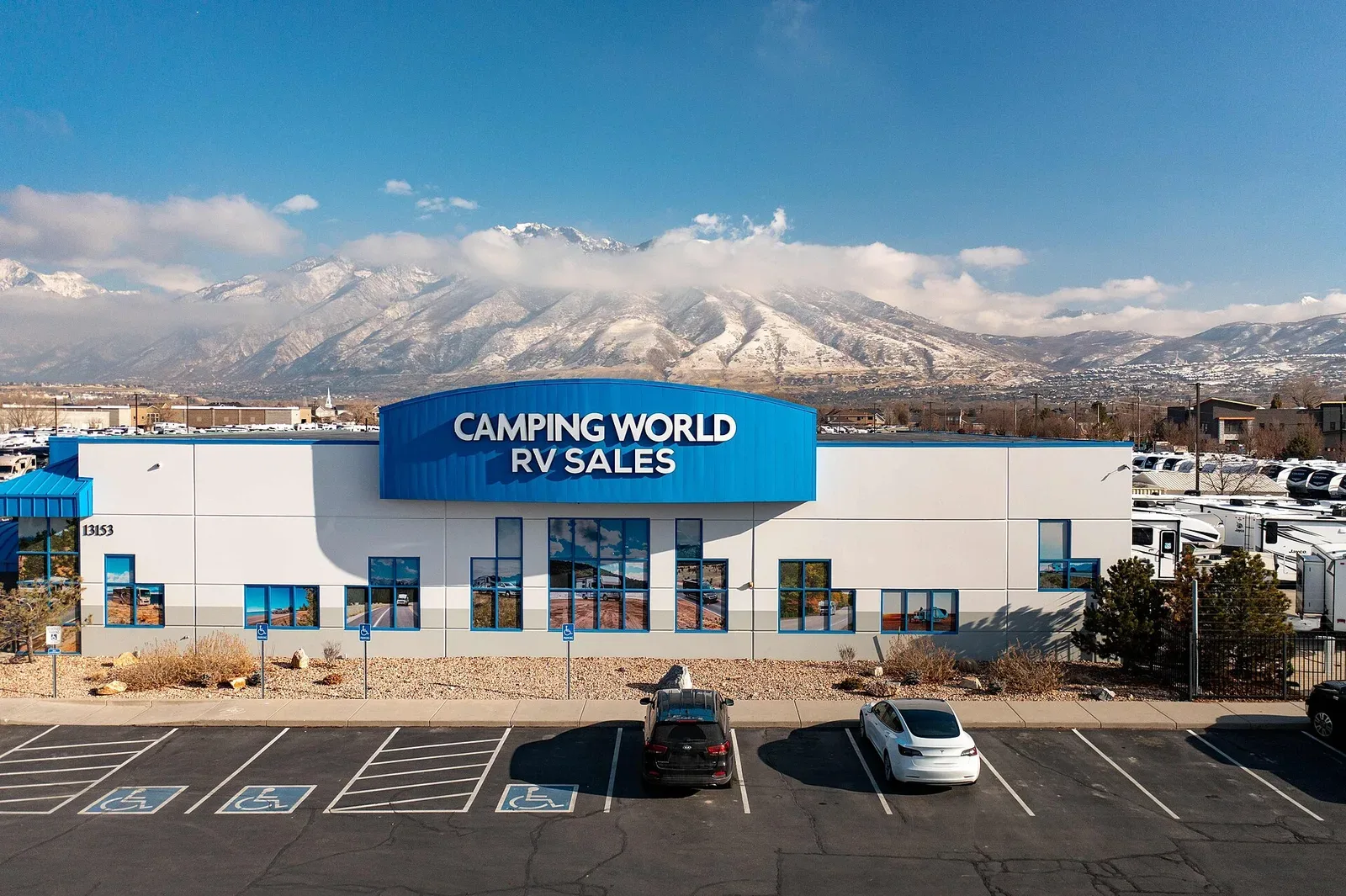 Camping World retail location storefront in Draper, Utah