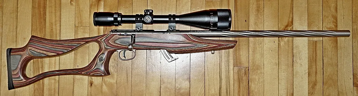 Savage Mark II BSEV bolt-action rimfire rifle in .22 caliber, shown in profile view against a white background