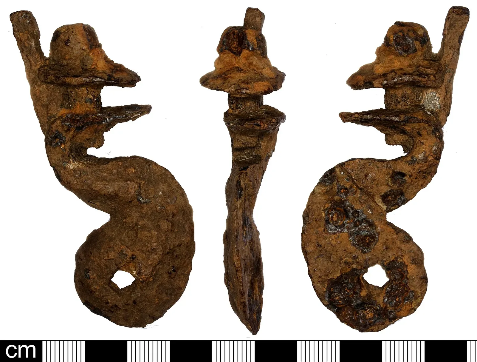 Close-up view of a post-medieval flintlock mechanism showing the pan and frizzen assembly from a museum artifact