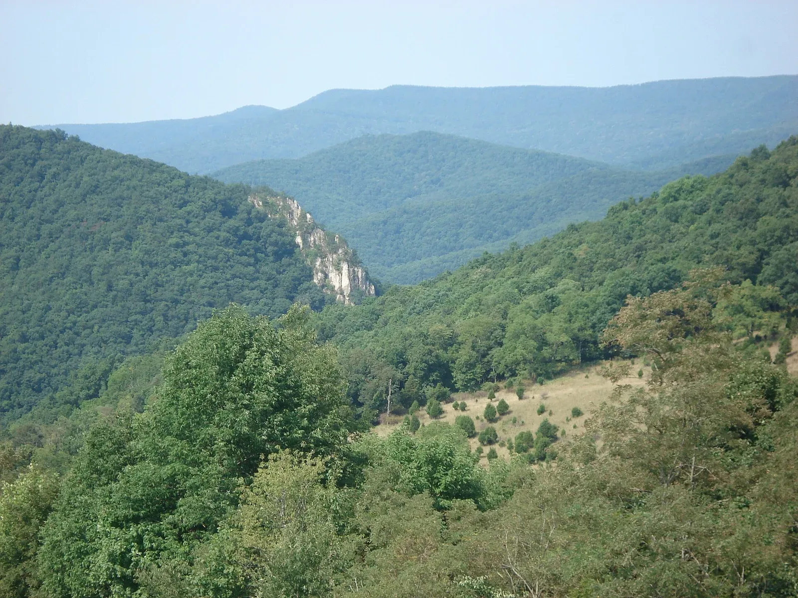 Judy Rocks, a natural rock formation in Germany Valley, West Virginia, showing the state's characteristic mountainous terrain and exposed geological features.