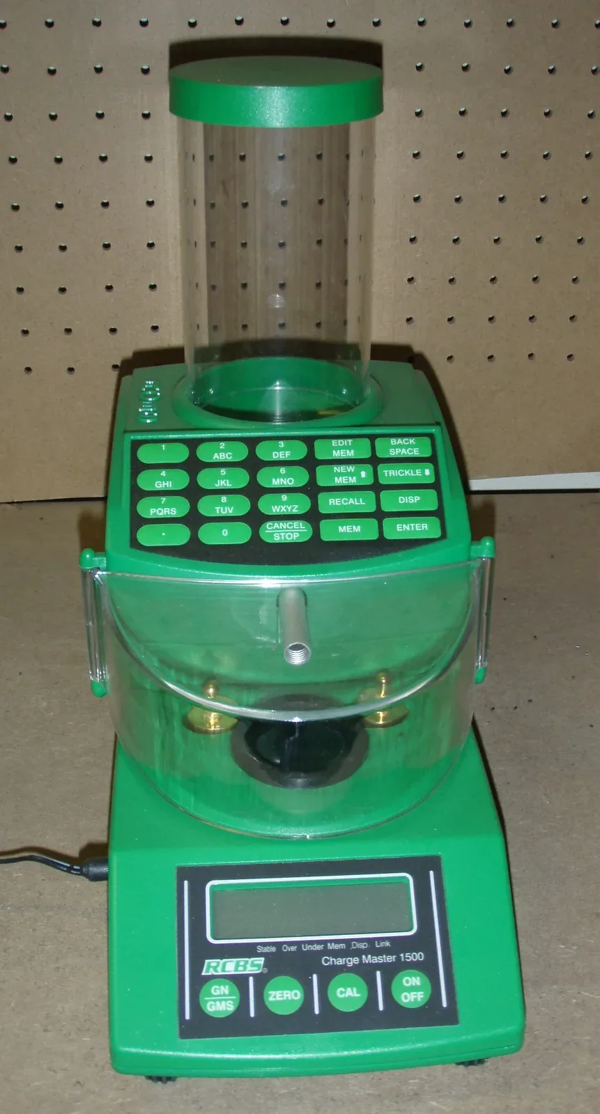RCBS Chargemaster 1500 powder dispenser, a precision electronic device for measuring ammunition powder charges